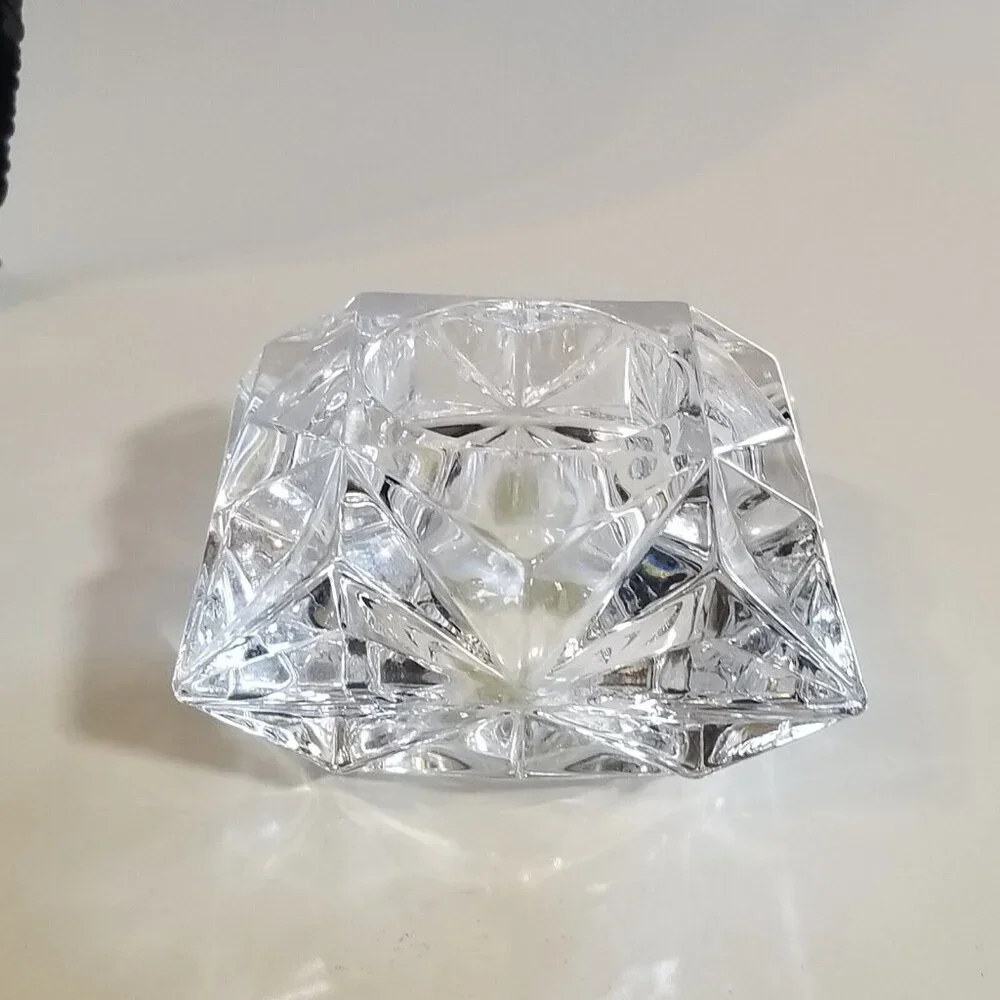 PartyLite Quad Prism 24% Lead Crystal Votive Candle Holder‎